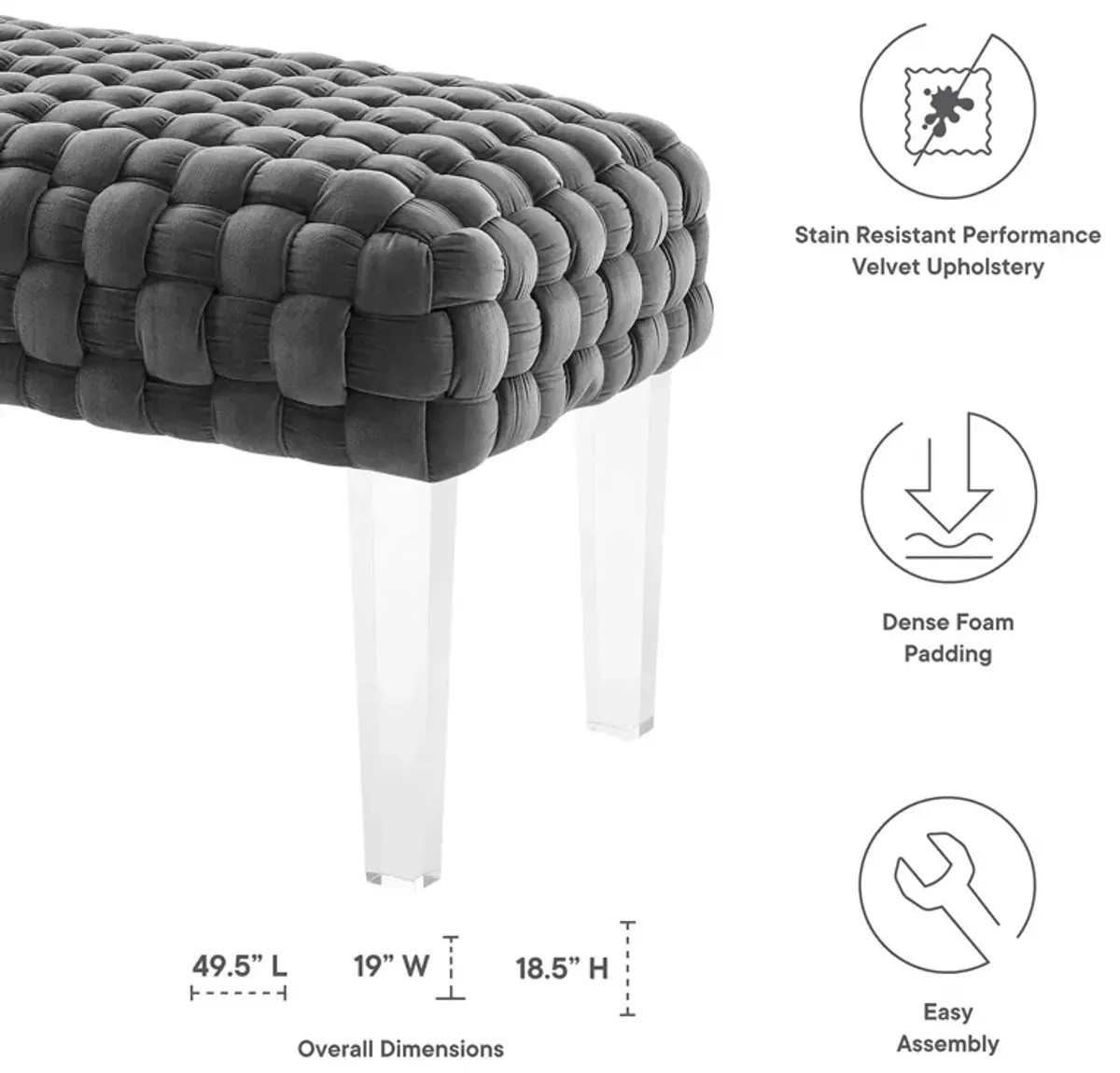 Prologue Woven Performance Velvet Ottoman