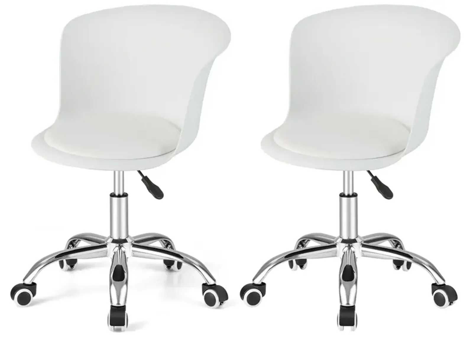 Set of 2 Office Desk Chair with Ergonomic Backrest and Soft Padded PU Leather Seat