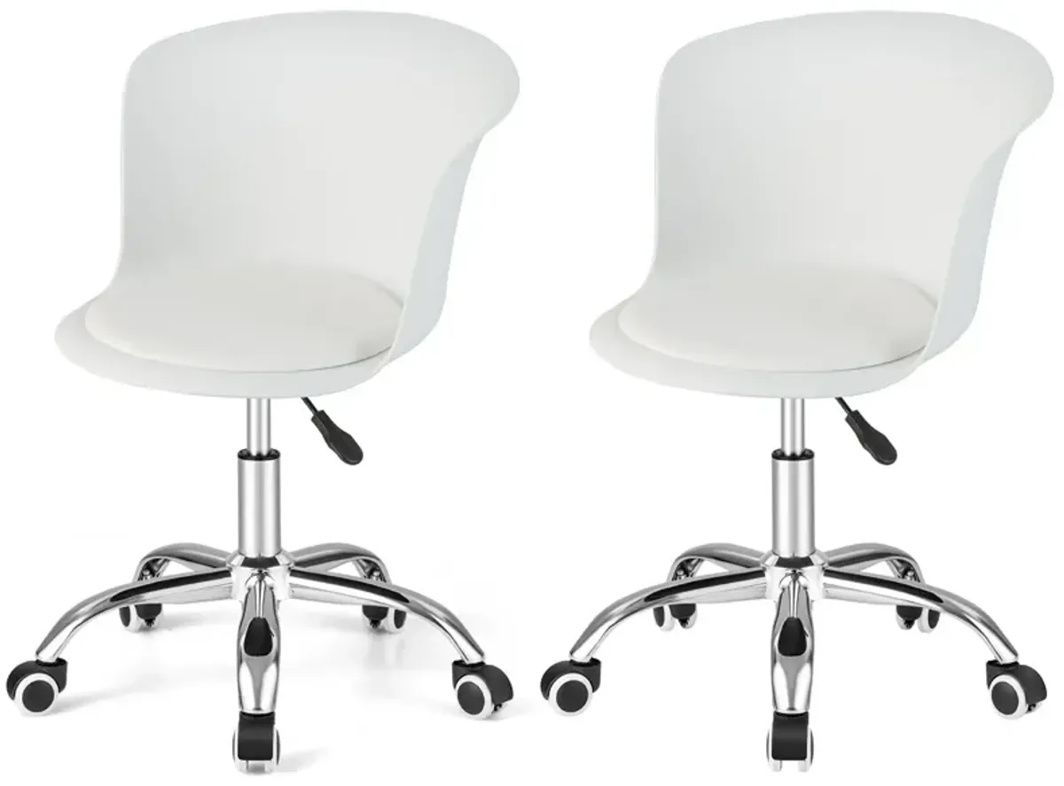 Set of 2 Office Desk Chair with Ergonomic Backrest and Soft Padded PU Leather Seat