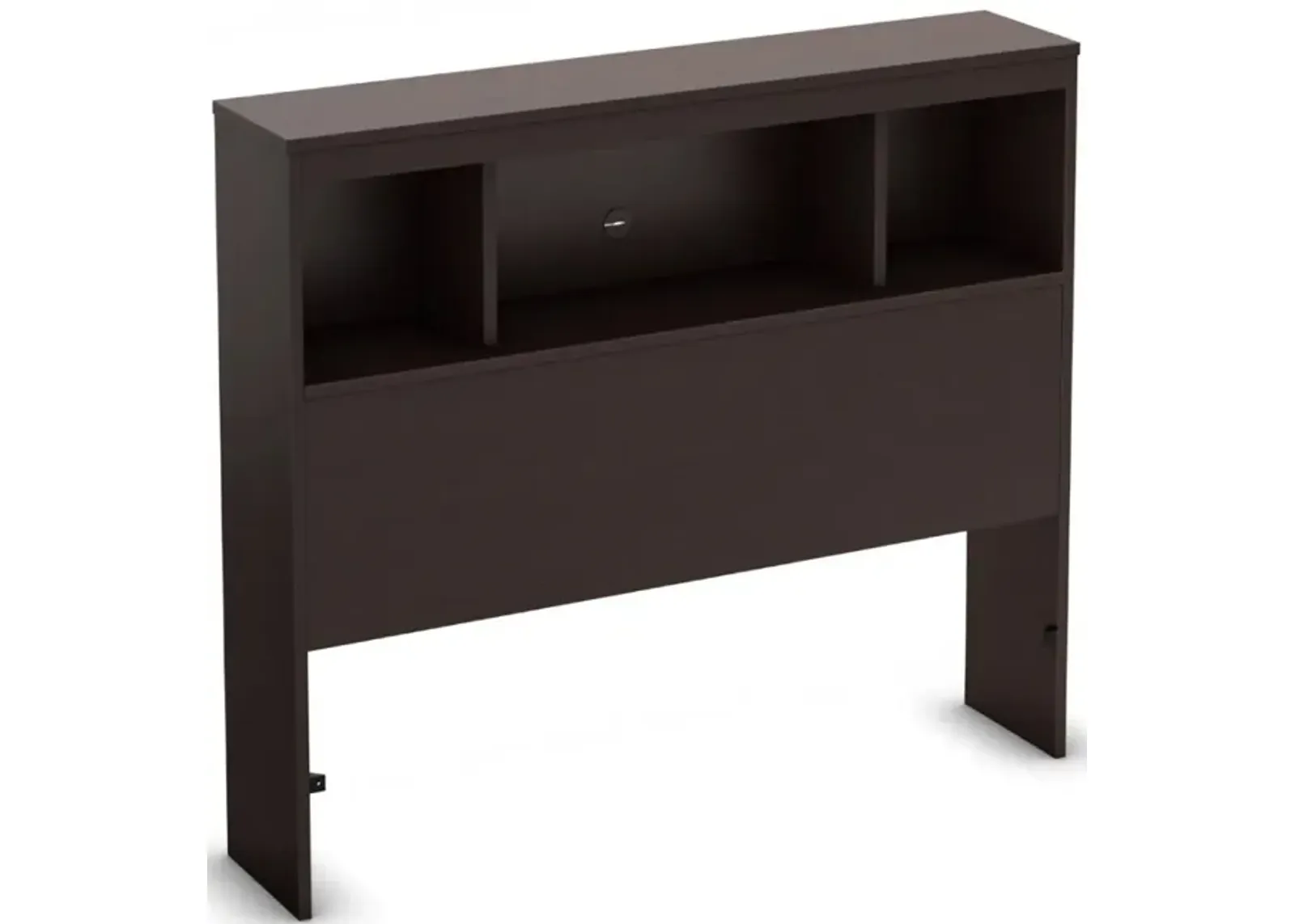 QuikFurn Twin size Contemporary Bookcase Headboard in Chocolate Finish