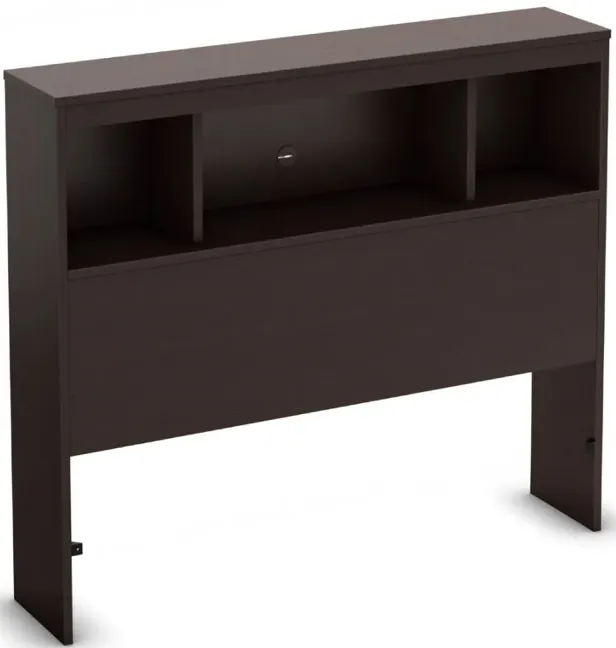 QuikFurn Twin size Contemporary Bookcase Headboard in Chocolate Finish