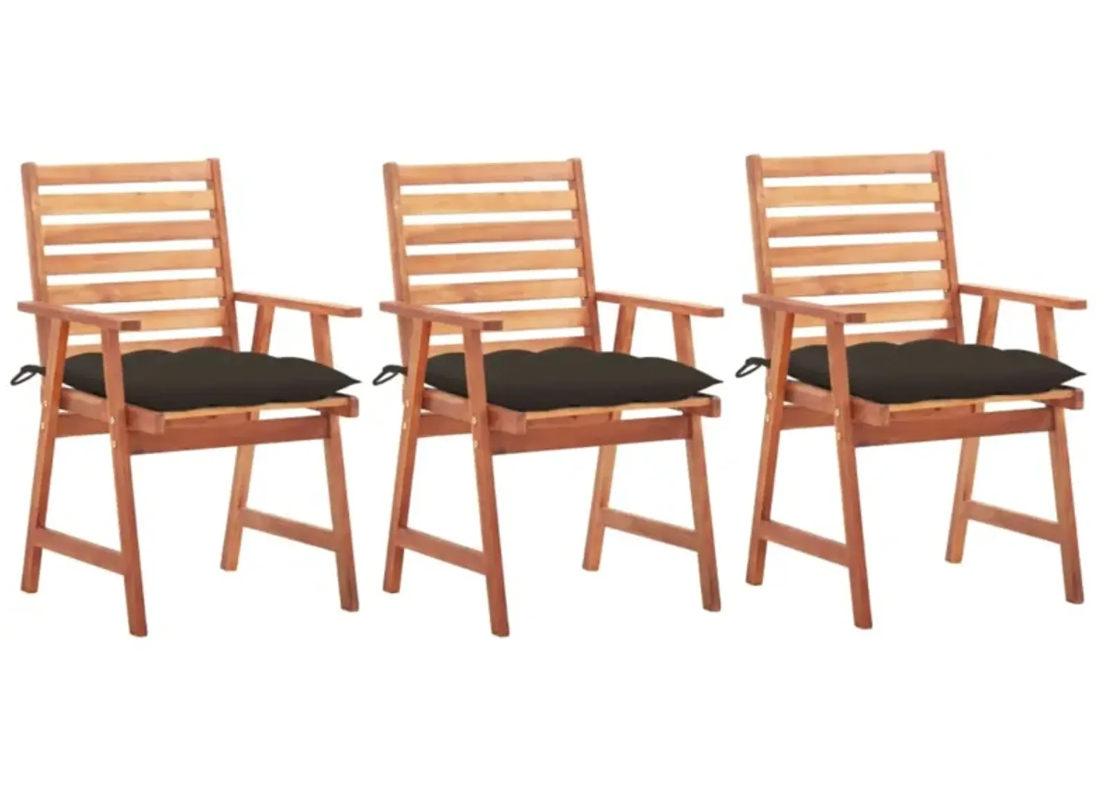 vidaXL Outdoor Dining Chairs 3 pcs with Cushions Solid Acacia Wood