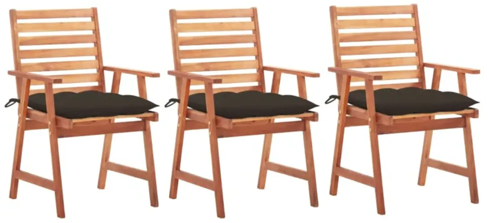 vidaXL Outdoor Dining Chairs 3 pcs with Cushions Solid Acacia Wood