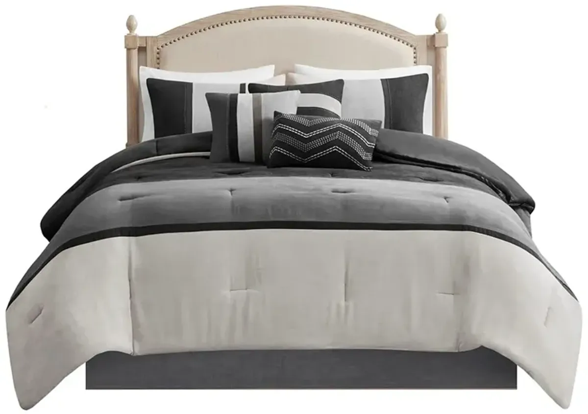 Gracie Mills Kimberly 7-Piece Contemporary Microsuede Comforter Set