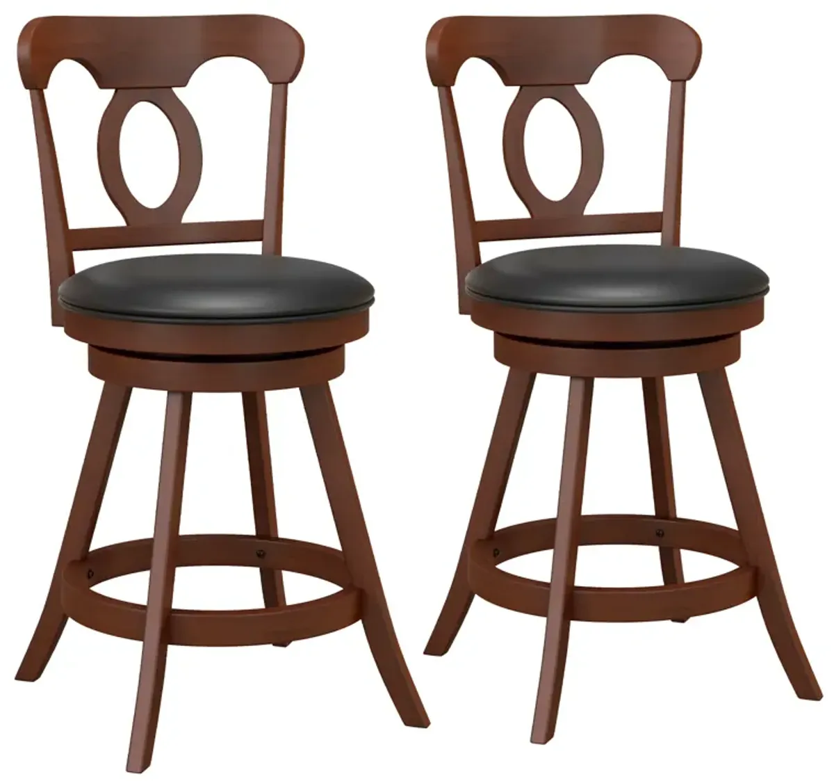 Set of 2 24/30 Inch Swivel Bar Stools with Footrest