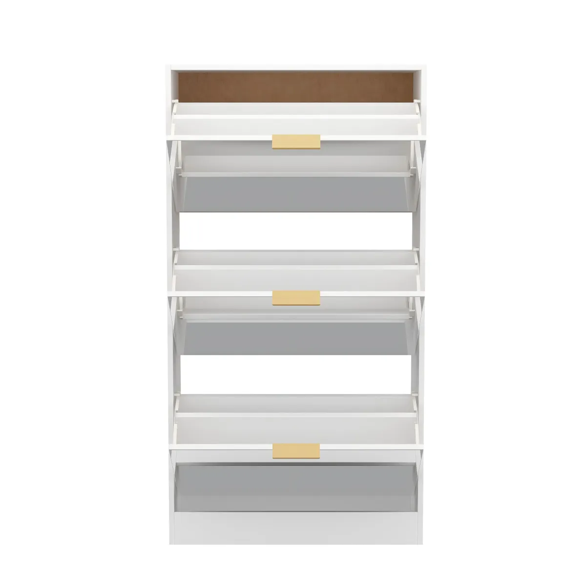 Modern Shoe Storage Cabinet with 3 Drawers & Mirror, Wood 3-Tier Shoe Rack Organizer for Entryway, Bedroom & Hallway (22.4”W x 9.6”D x 42.1”H)