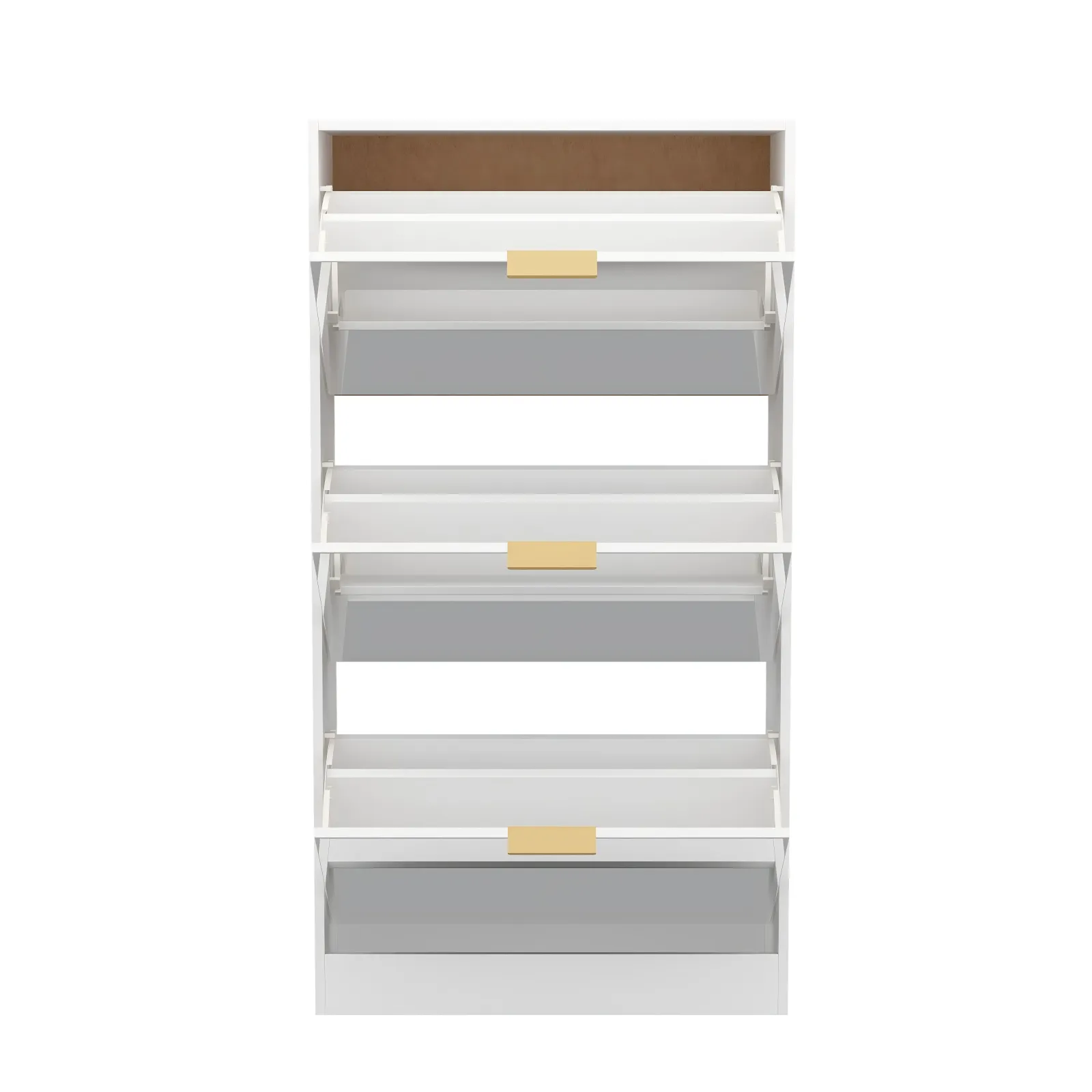 Modern Shoe Storage Cabinet with 3 Drawers & Mirror, Wood 3-Tier Shoe Rack Organizer for Entryway, Bedroom & Hallway (22.4”W x 9.6”D x 42.1”H)