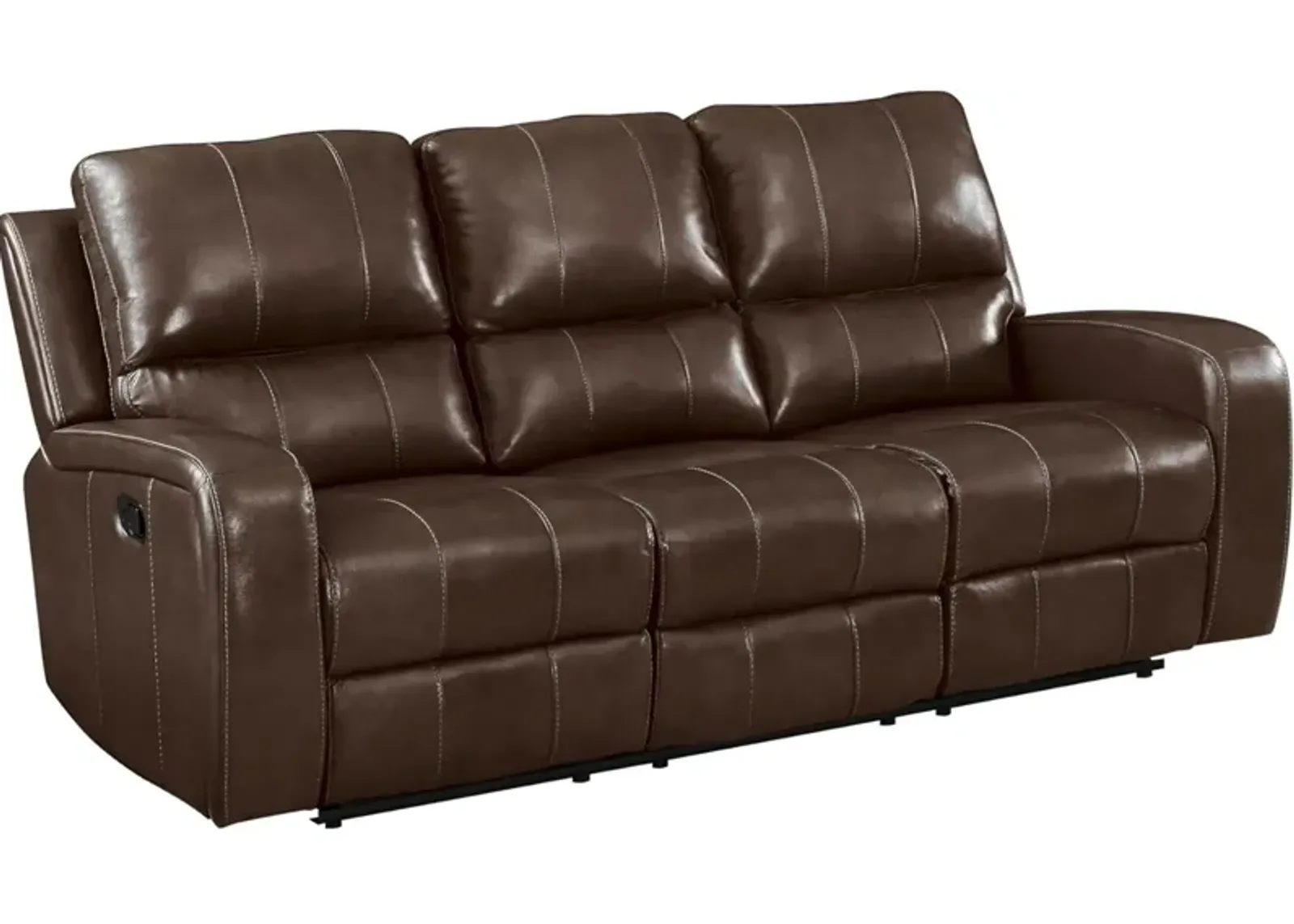 New Classic Furniture Linton Leather Sofa W/Dual Recliner-Brown