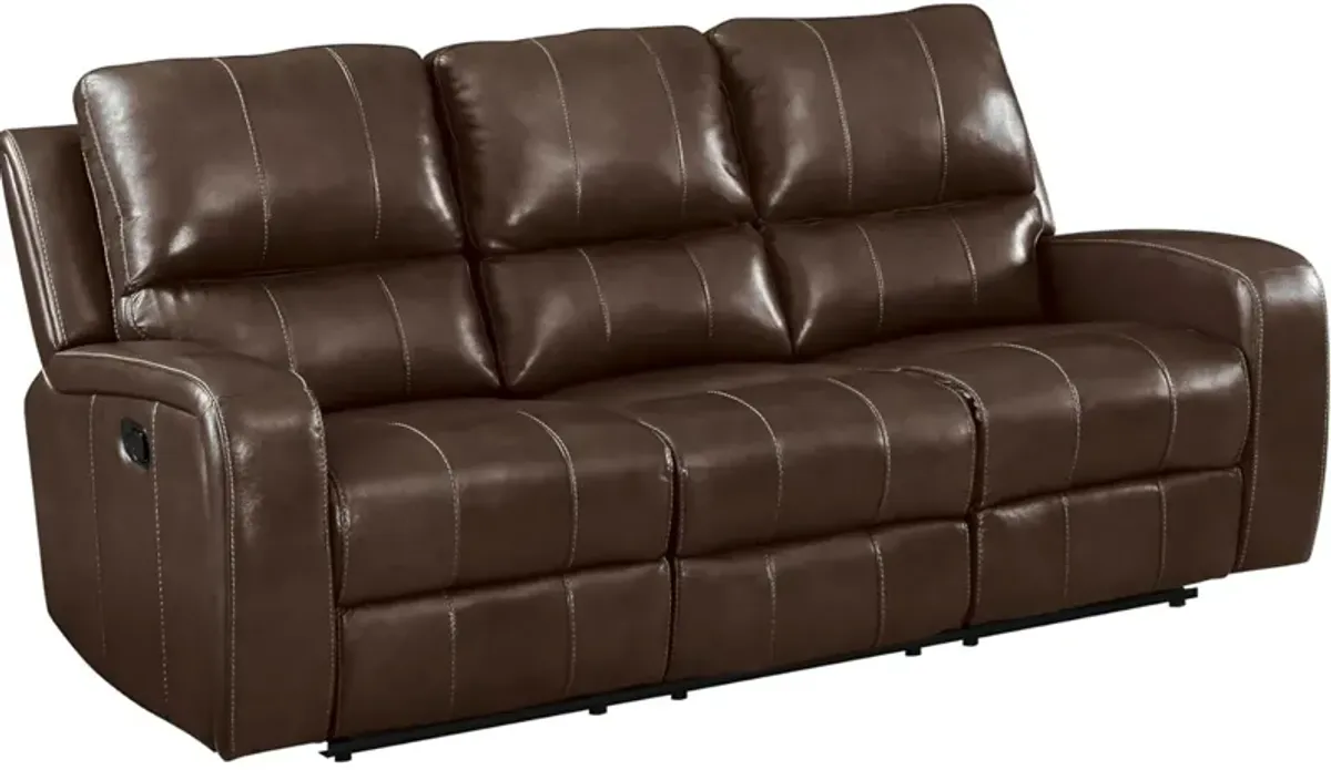 New Classic Furniture Linton Leather Sofa W/Dual Recliner-Brown