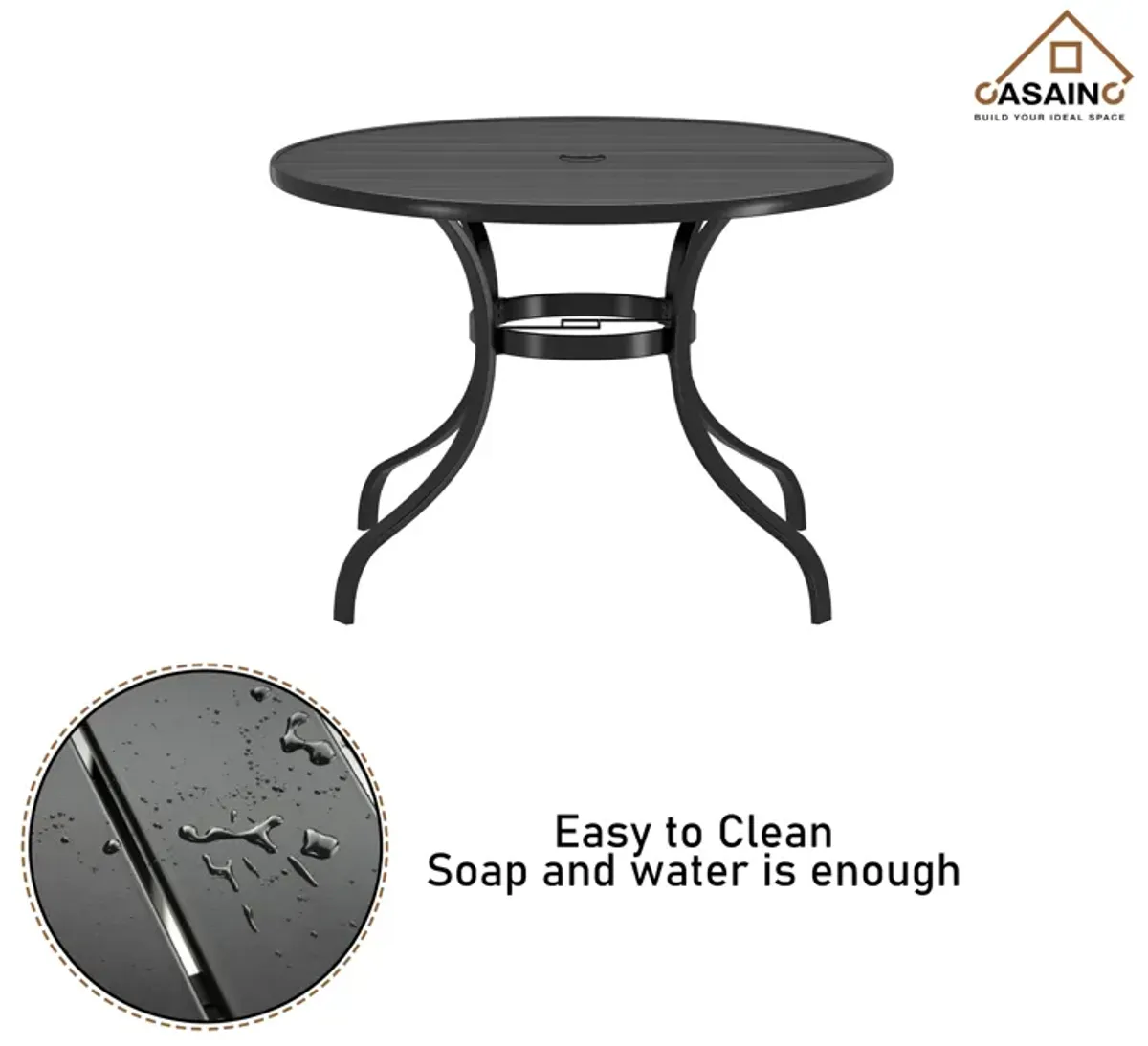 Round Outdoor Dining Table 40-in W x 40-in L with Umbrella Hole