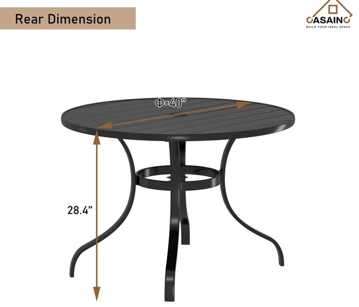 Round Outdoor Dining Table 40-in W x 40-in L with Umbrella Hole