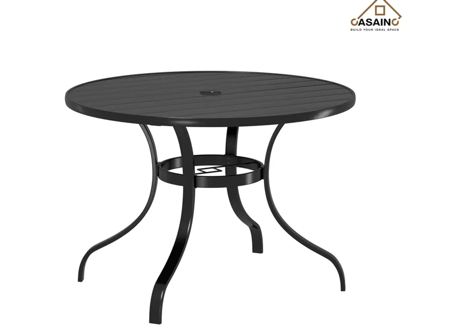 Round Outdoor Dining Table 40-in W x 40-in L with Umbrella Hole