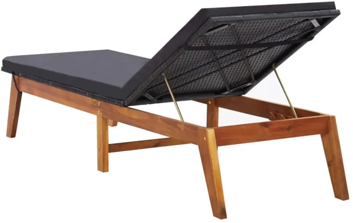 vidaXL Sun Loungers 2 pcs with Table Poly Rattan and Solid Acacia Wood