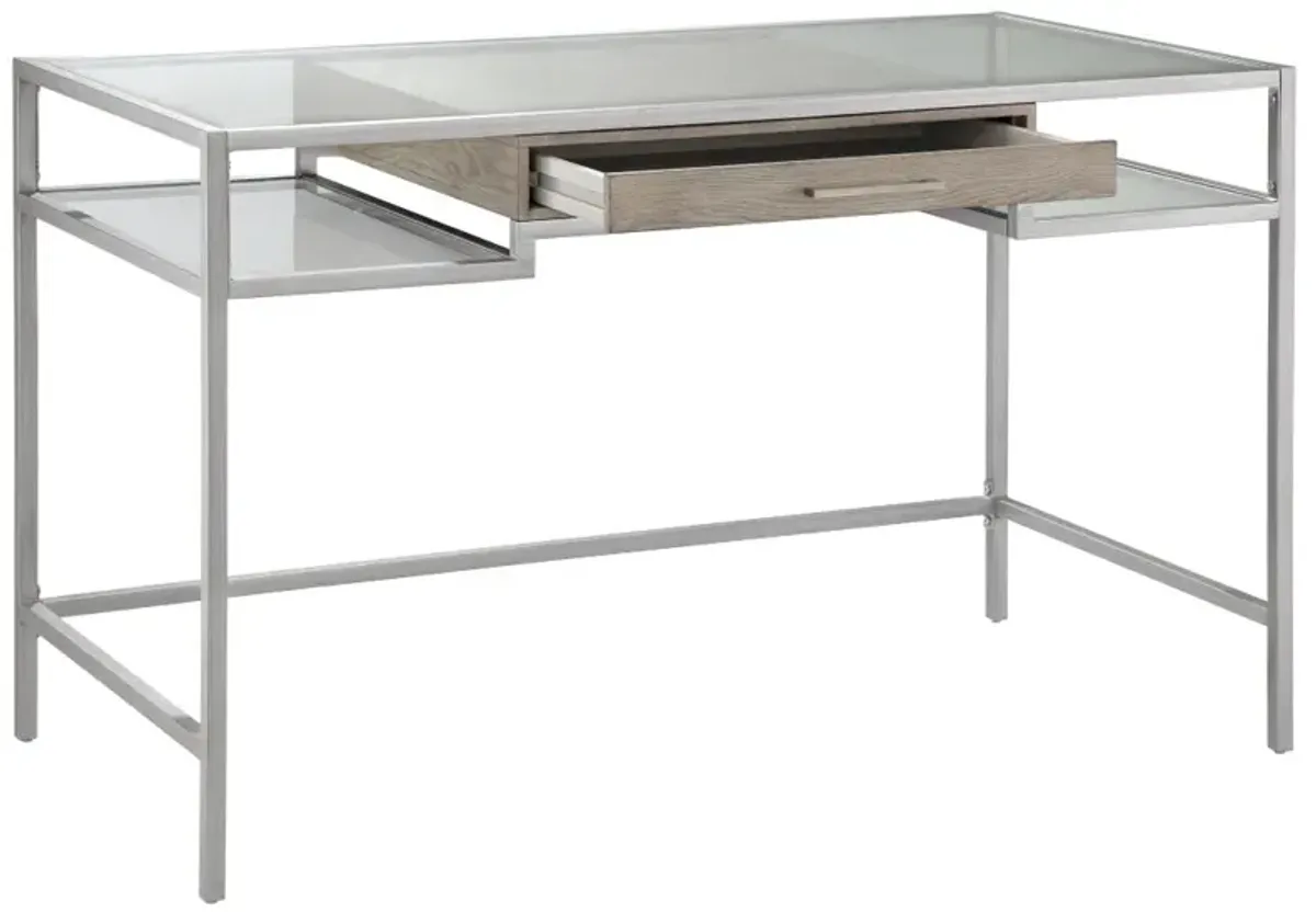 Gracie Mills Nakesha Metal Design With Tempered Glass Top Writing Desk