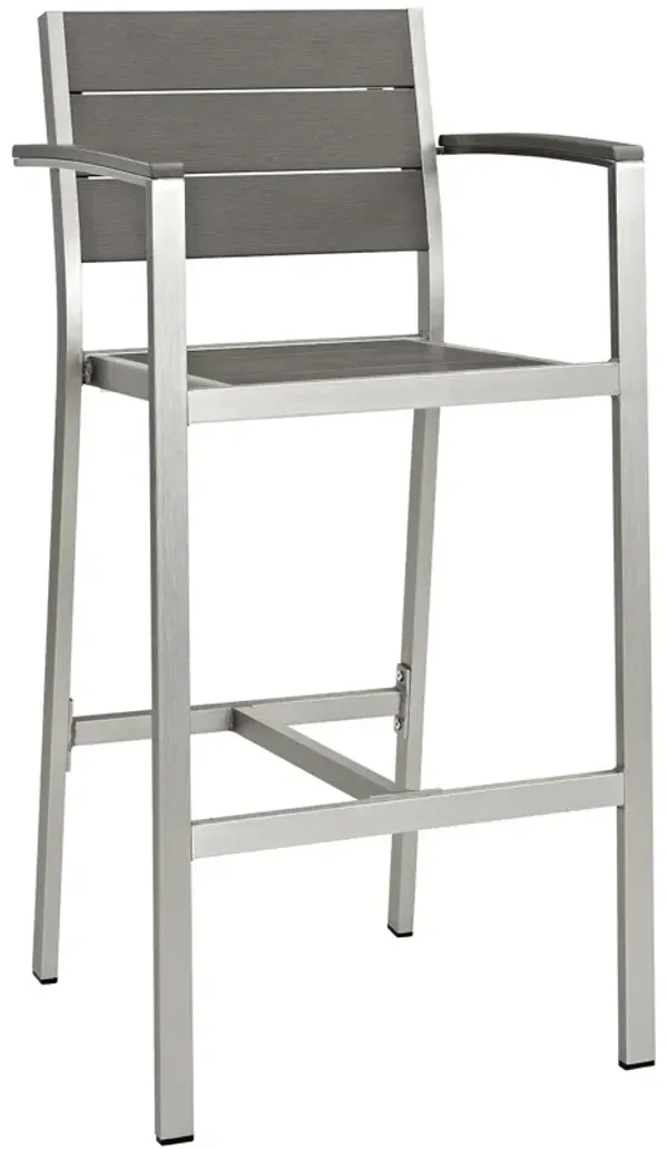 Shore Outdoor Patio Aluminum Bar Stool - Silver Gray