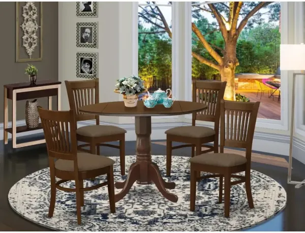 East West Furniture DLVA5-ESP-C 5 Pc set Dinette Table with 2 drop leaves and 4 Seat Chairs