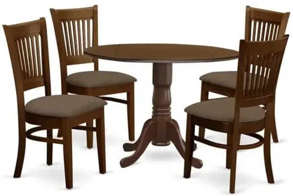 East West Furniture DLVA5-ESP-C 5 Pc set Dinette Table with 2 drop leaves and 4 Seat Chairs
