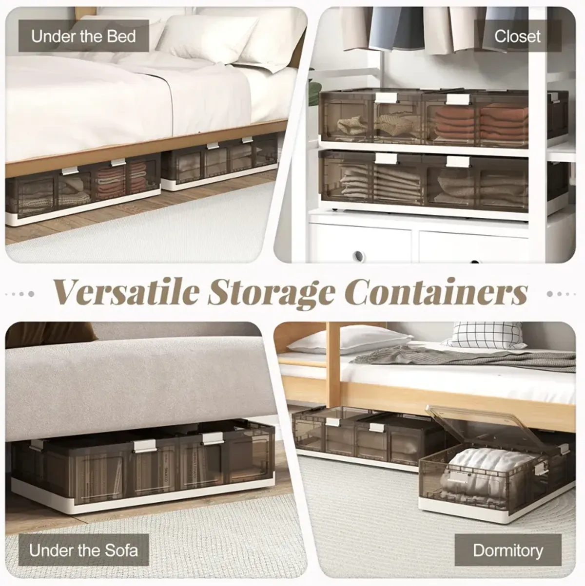 2 Pack Stackable Storage Containers Rolling Plastic Storage Bins