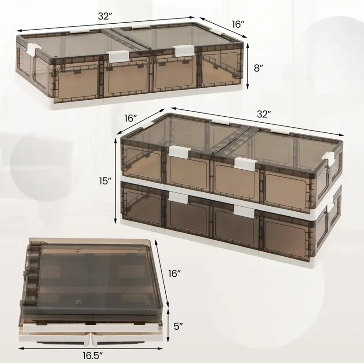 2 Pack Stackable Storage Containers Rolling Plastic Storage Bins
