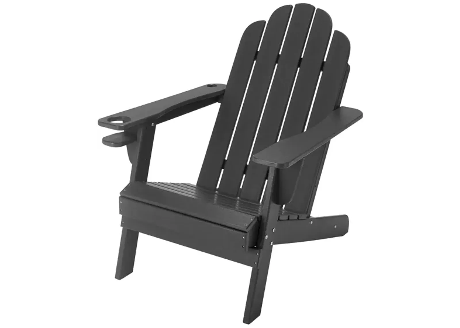 Traditional Curveback Plastic Patio Adirondack Chair with Cup Holder and umbrella holder Outdoor