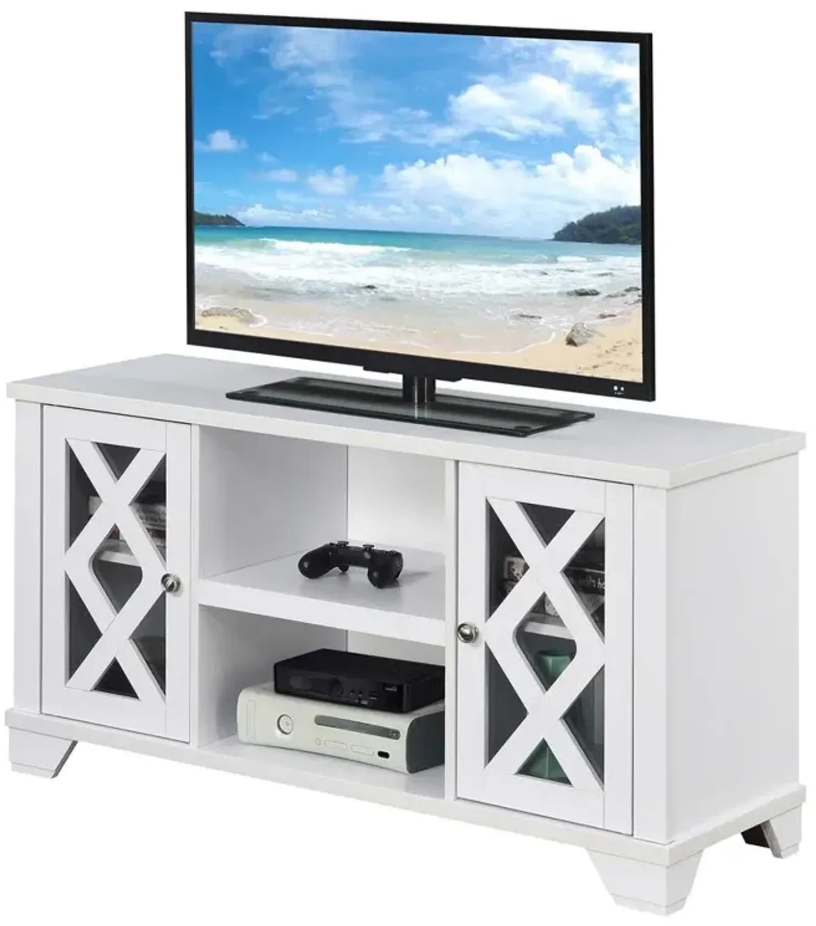 Convenience Concepts Gateway TV Stand with Storage Cabinets and Shelves, White