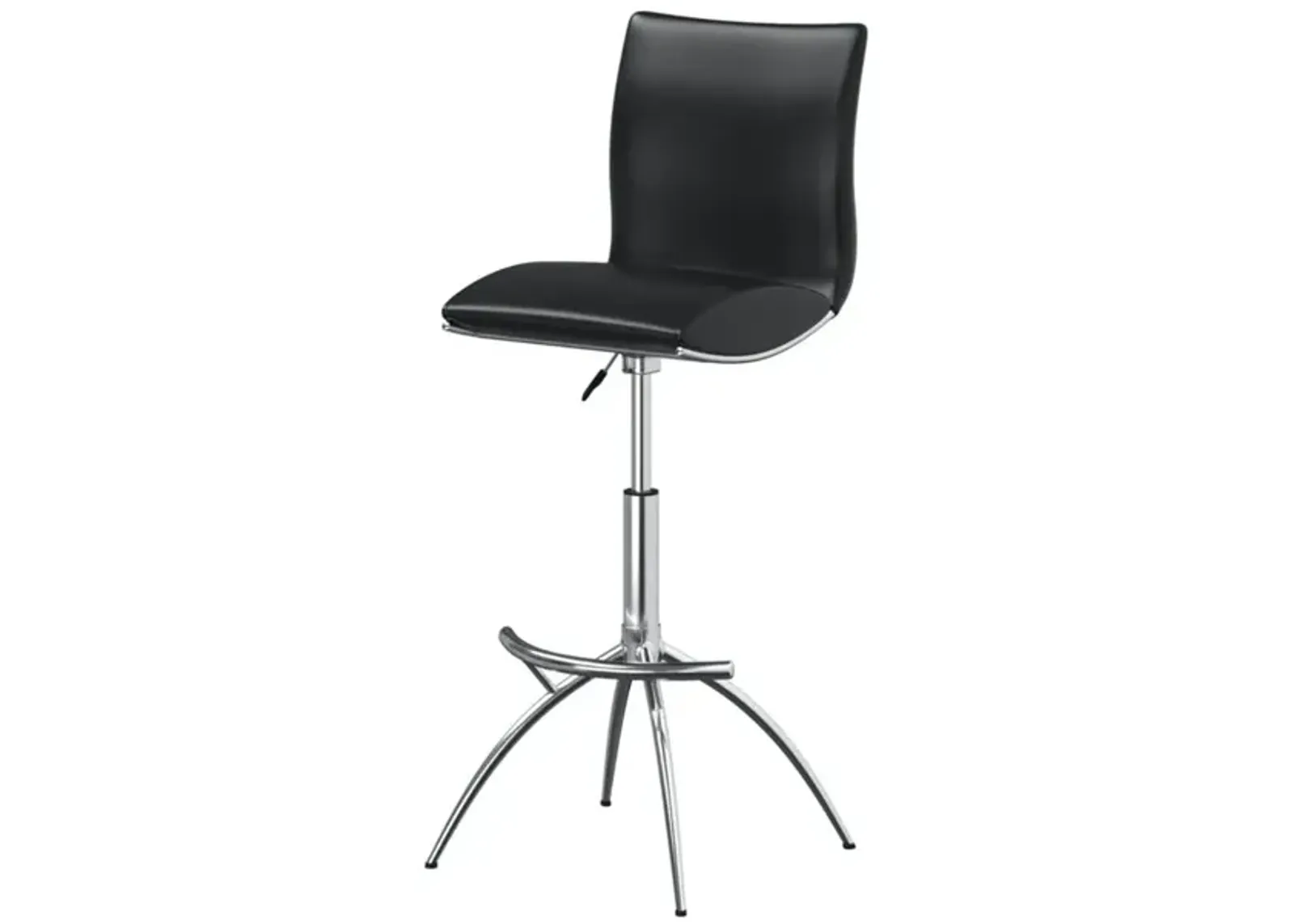 Black Pu Seat, Chrome Base Stool, Set Of 2