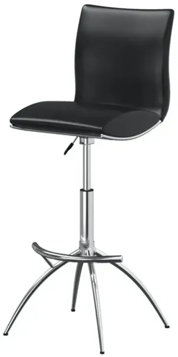 Black Pu Seat, Chrome Base Stool, Set Of 2