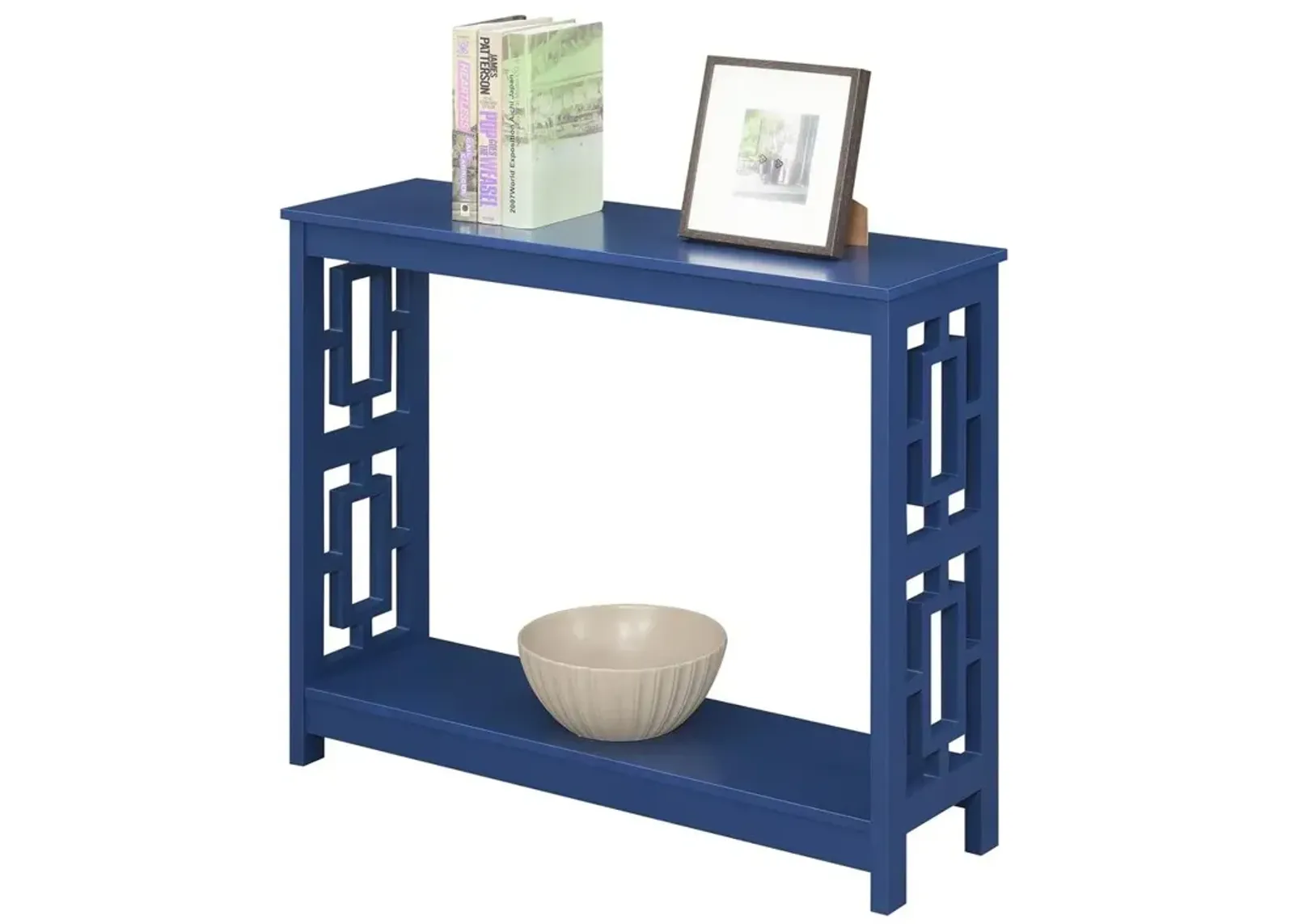 Convenience Concepts Town Square Console Table with Shelf, Cobalt Blue