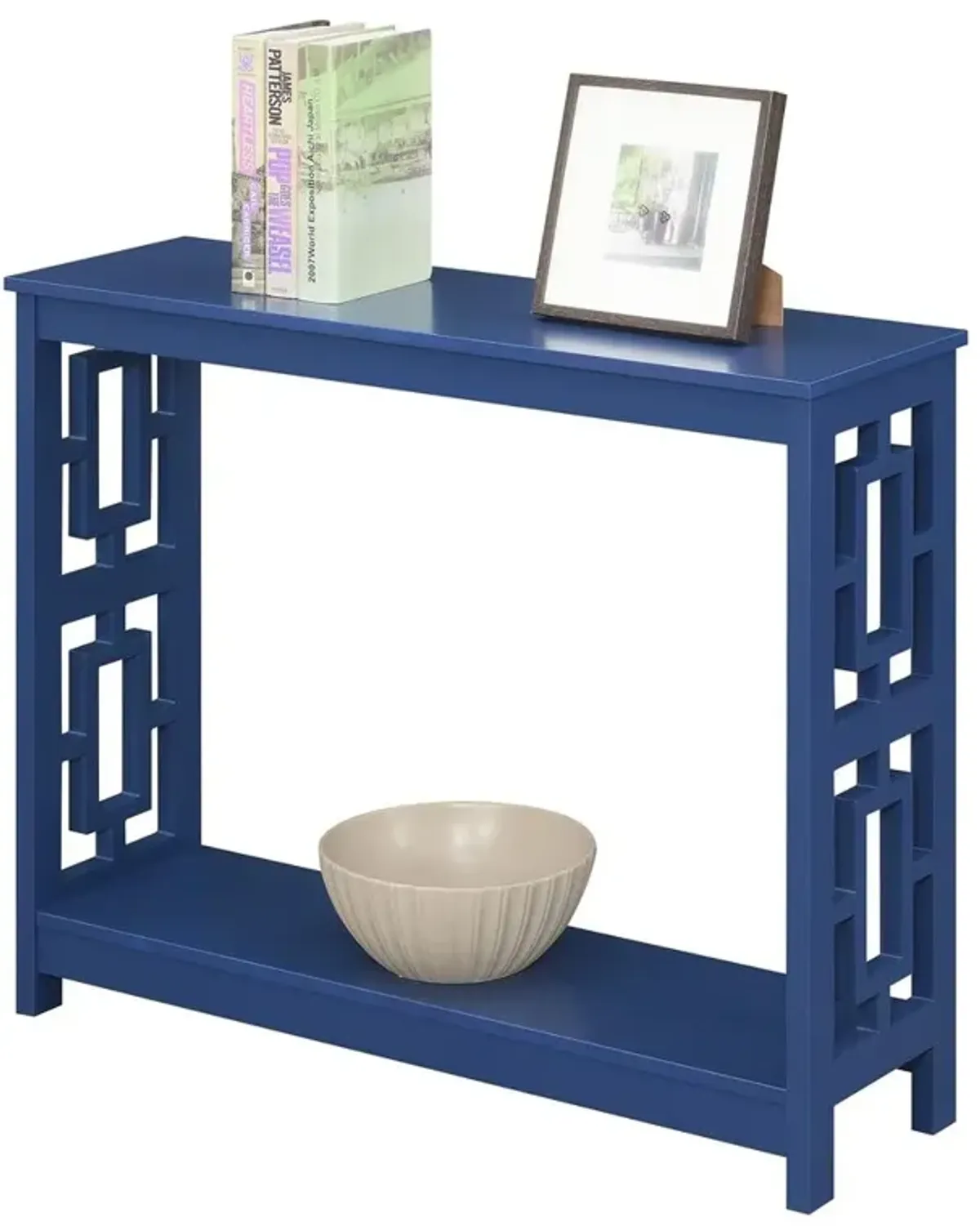 Convenience Concepts Town Square Console Table with Shelf, Cobalt Blue