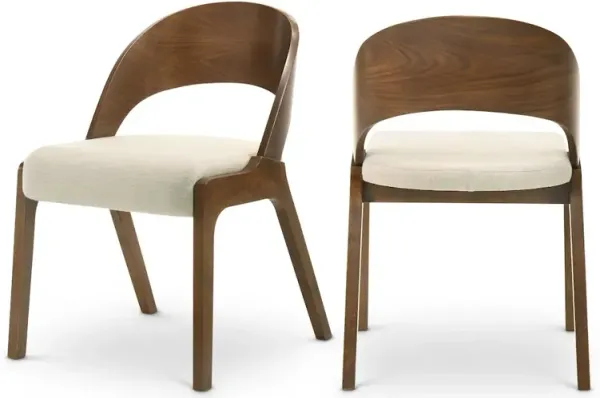 Meridian Furniture Woodson Beige Linen Textured Fabric Dining Chair, Set of 2