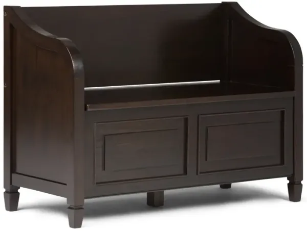 Connaught SOLID WOOD 42 inch Wide Traditional Entryway Storage Bench in Dark Chestnut Brown