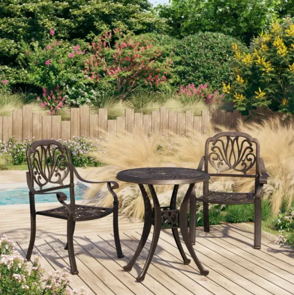 vidaXL 3 Piece Bistro Set Cast Aluminum Bronze