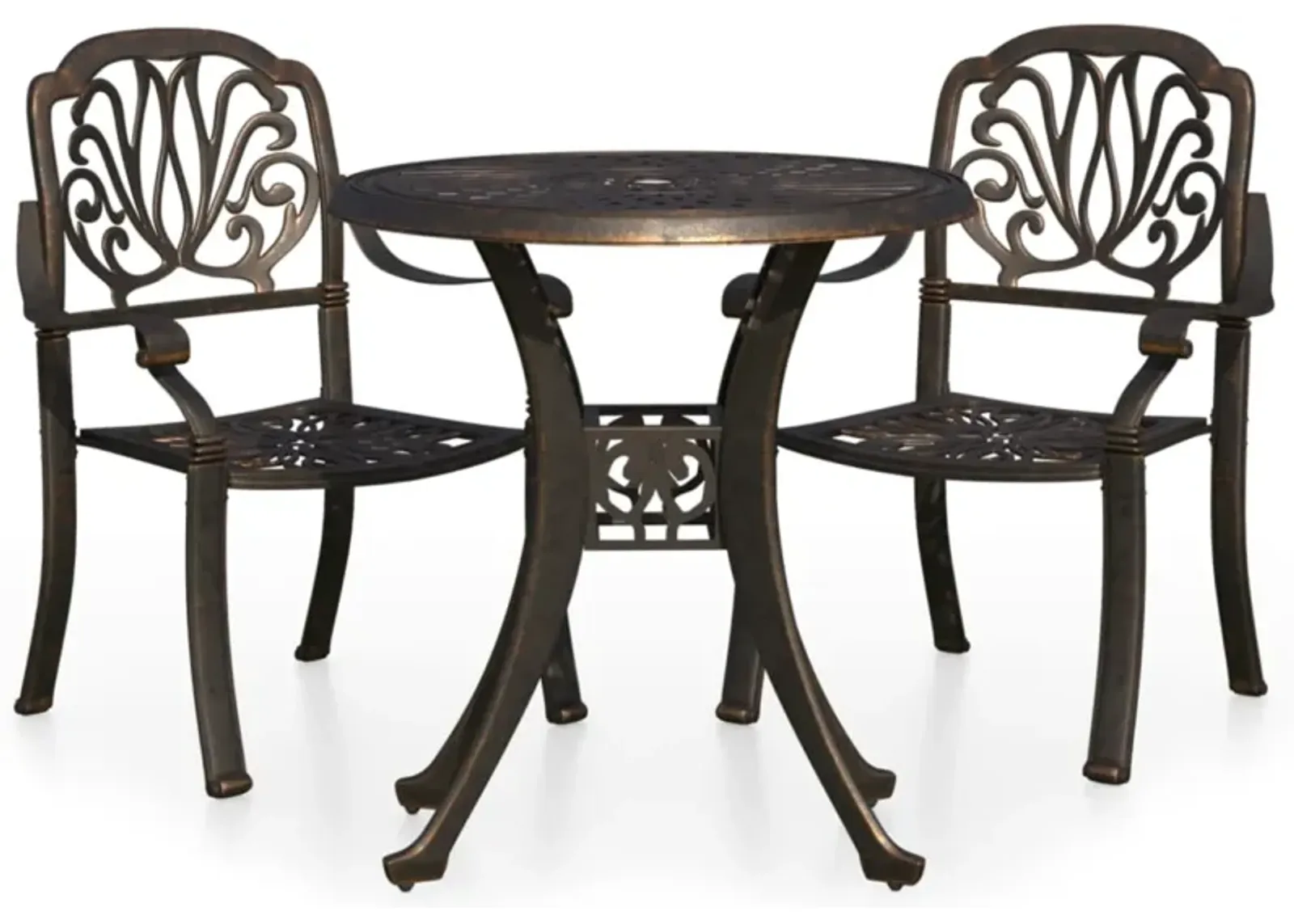 vidaXL 3 Piece Bistro Set Cast Aluminum Bronze