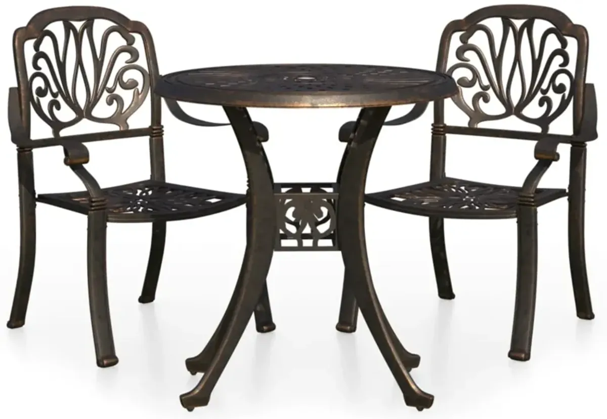 vidaXL 3 Piece Bistro Set Cast Aluminum Bronze