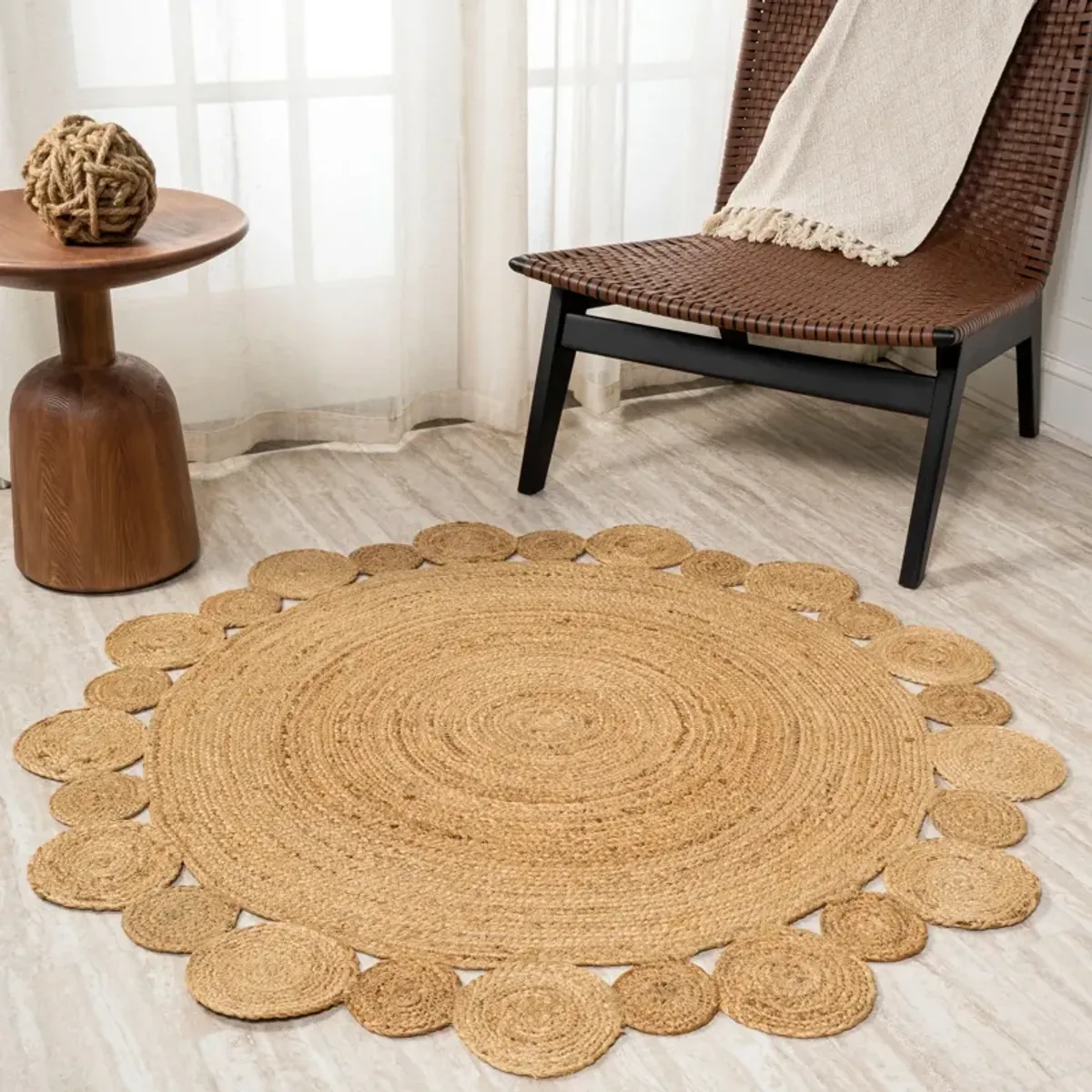 Eden Round Natural Jute hippie Circle Natural Round Area Rug