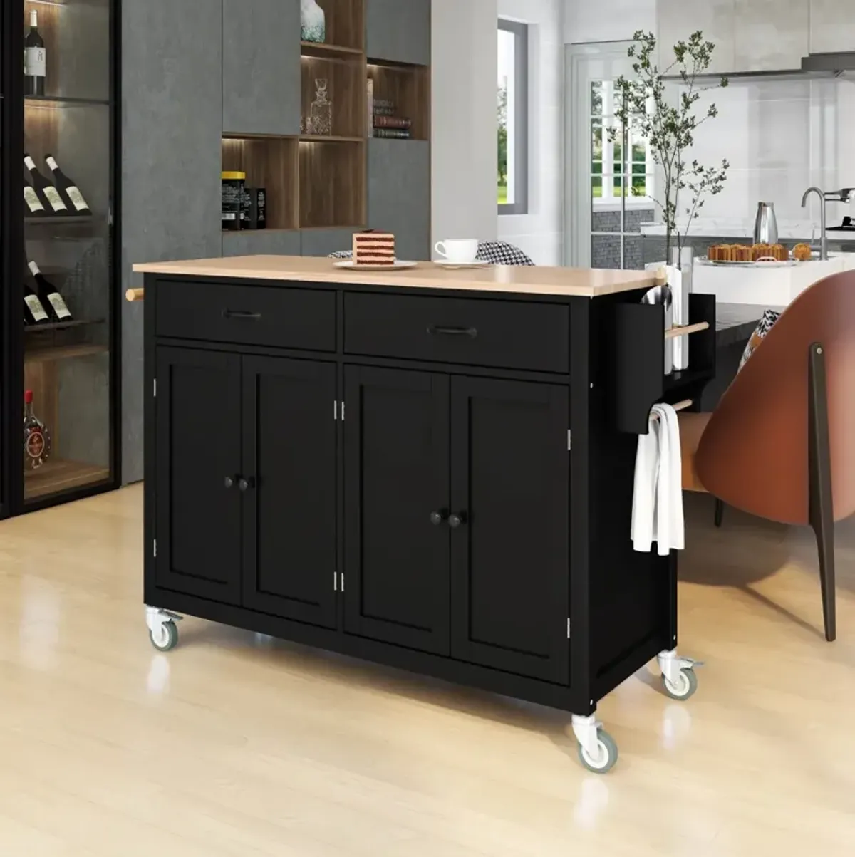 Wood Top Kitchen Island Cart