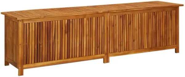 Misty Outdoor Storage Box, 79 Inch Natural Brown Solid Acacia Wood - Benzara