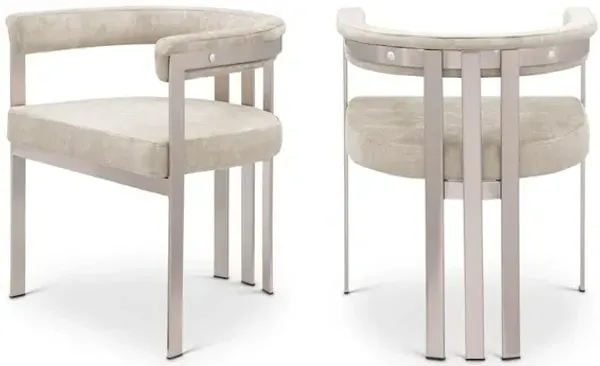 Meridian Furniture Marcello Beige Velvet Dining Chair, Set of 2