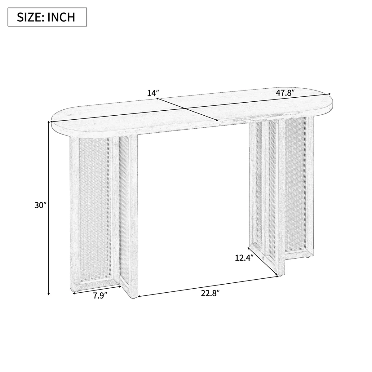 Merax Farmhouse Rattan Console Table for Entryway