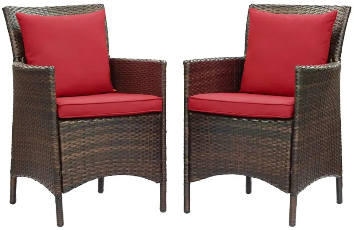 Conduit Outdoor Patio Wicker Rattan Dining Armchair Set of 2-Benzara