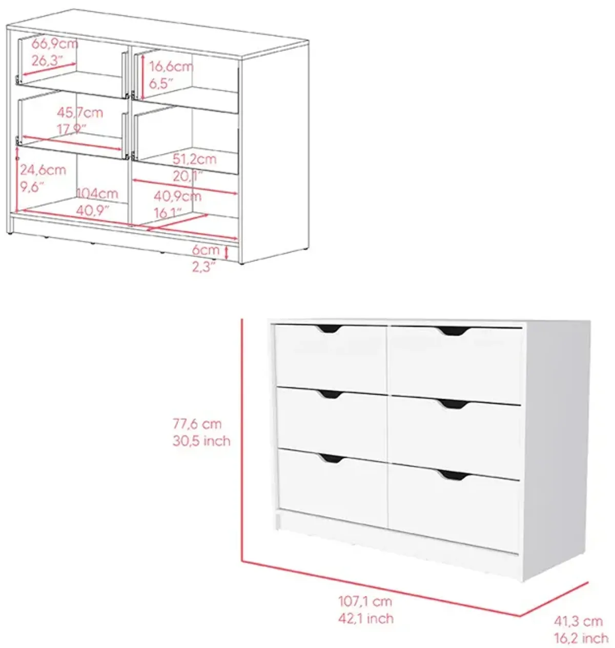 Dresser Curio, Bedroom, White