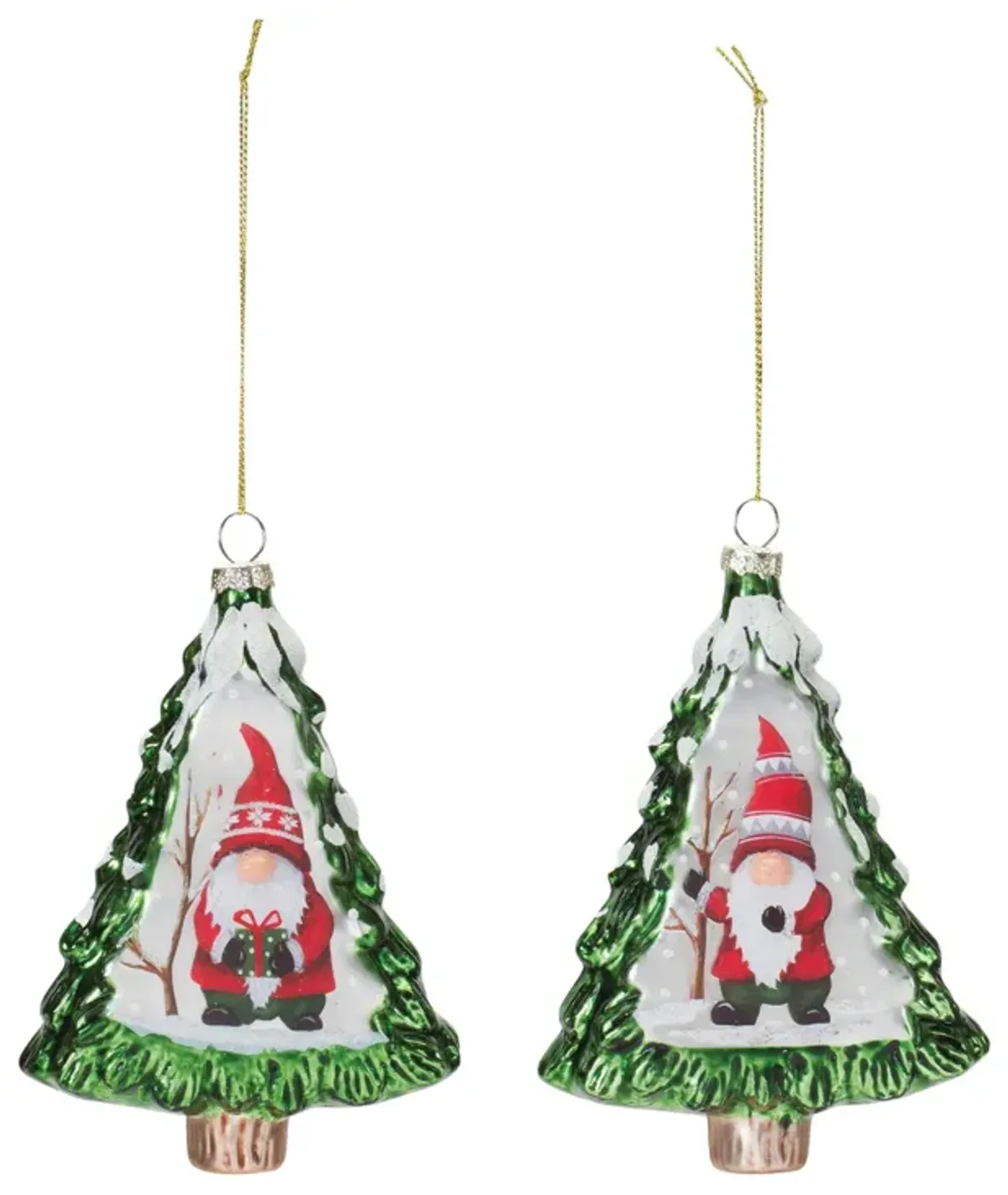 Gnome in Tree Ornament (Set of 12) 5.75"H Glass