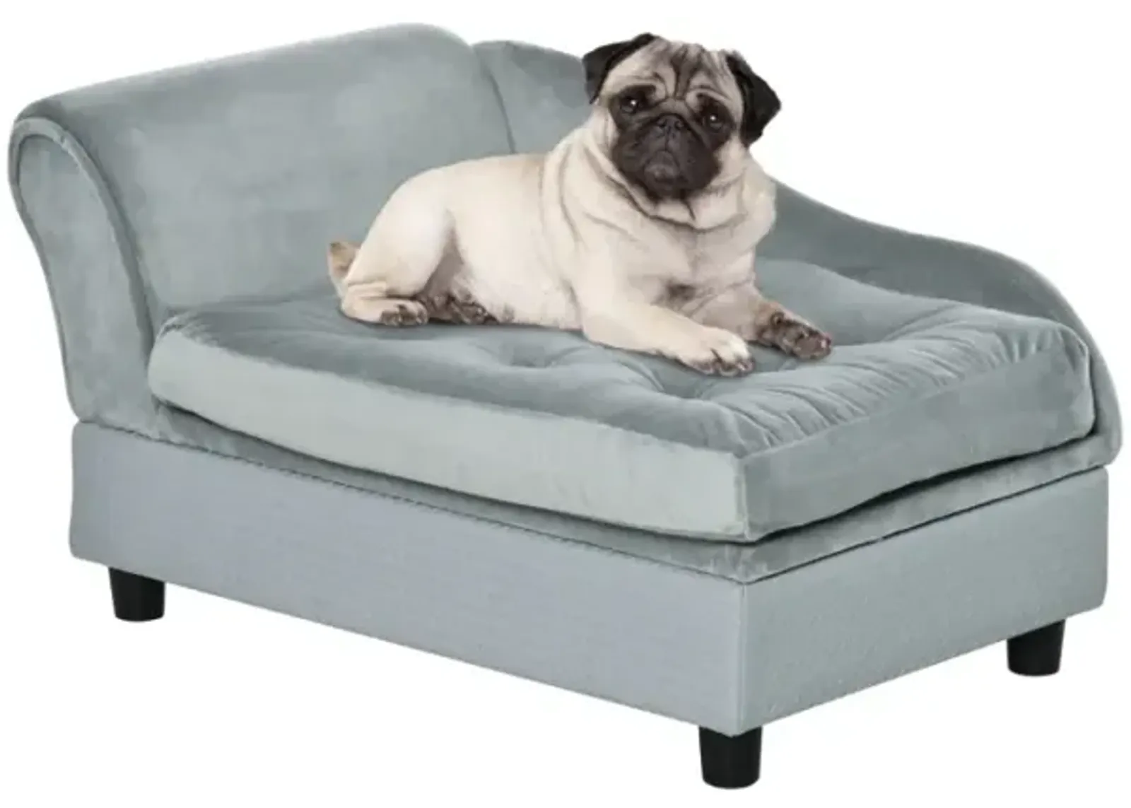 Light Blue Pet Bed: Plush Sofa with Storage for Small Dogs & Cats