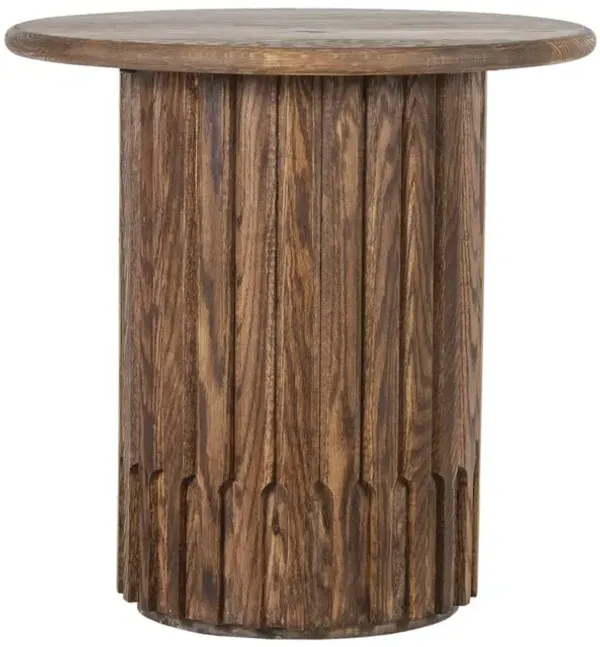 Porter Designs Bixby Solid Red Oak Wood End Table, Brown