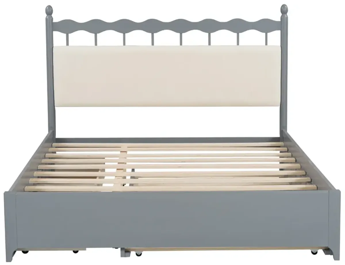 Merax Wooden Platform Bed  with Trundle and Drawers