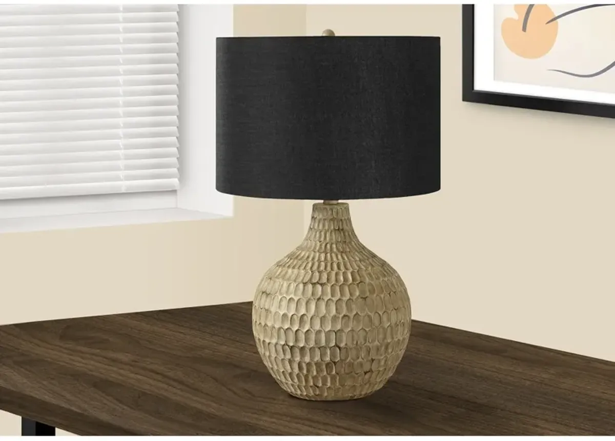 Monarch Specialties I 9606 - Lighting, 25"H, Table Lamp, Black Shade, Brown Resin, Contemporary