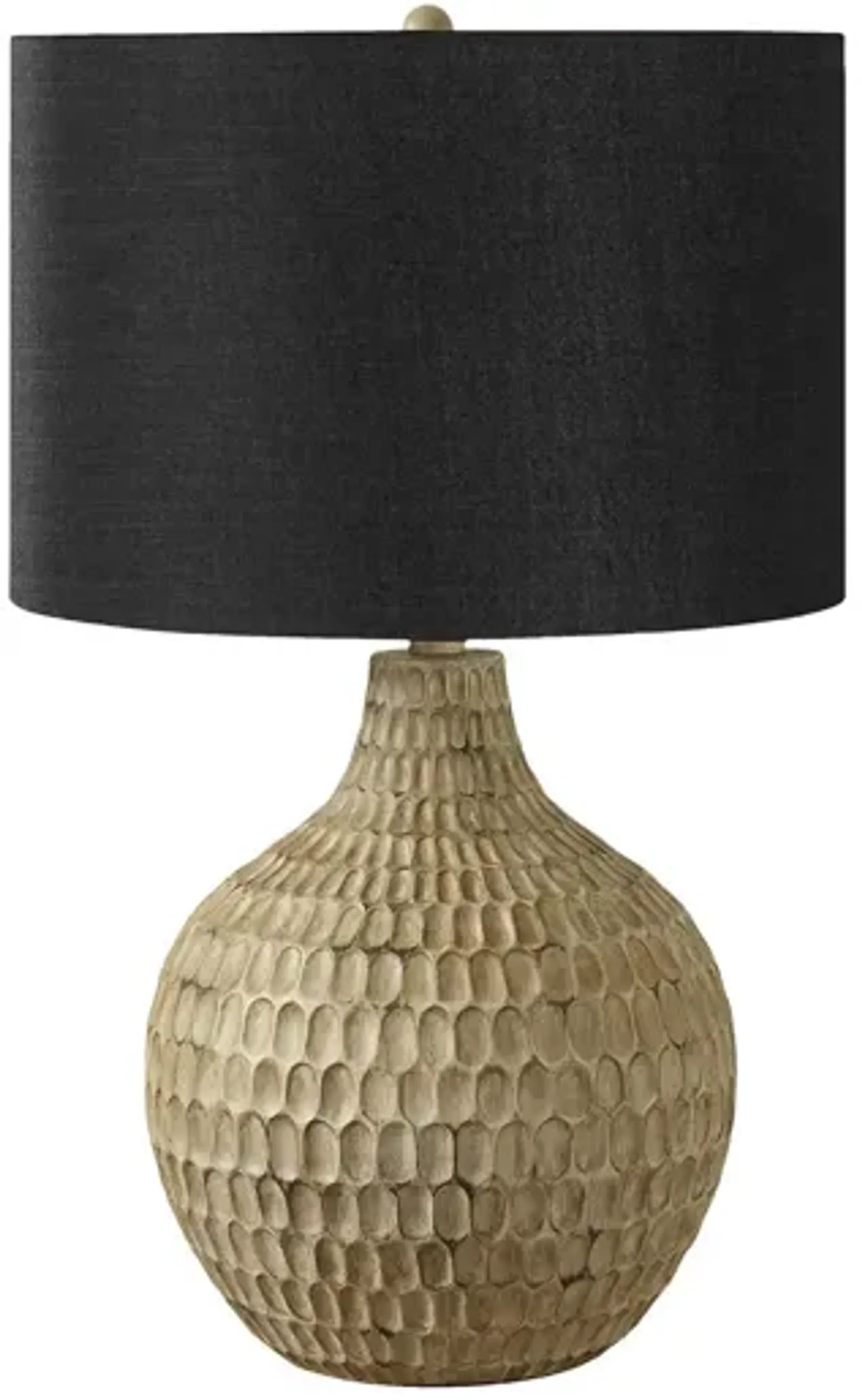 Monarch Specialties I 9606 - Lighting, 25"H, Table Lamp, Black Shade, Brown Resin, Contemporary