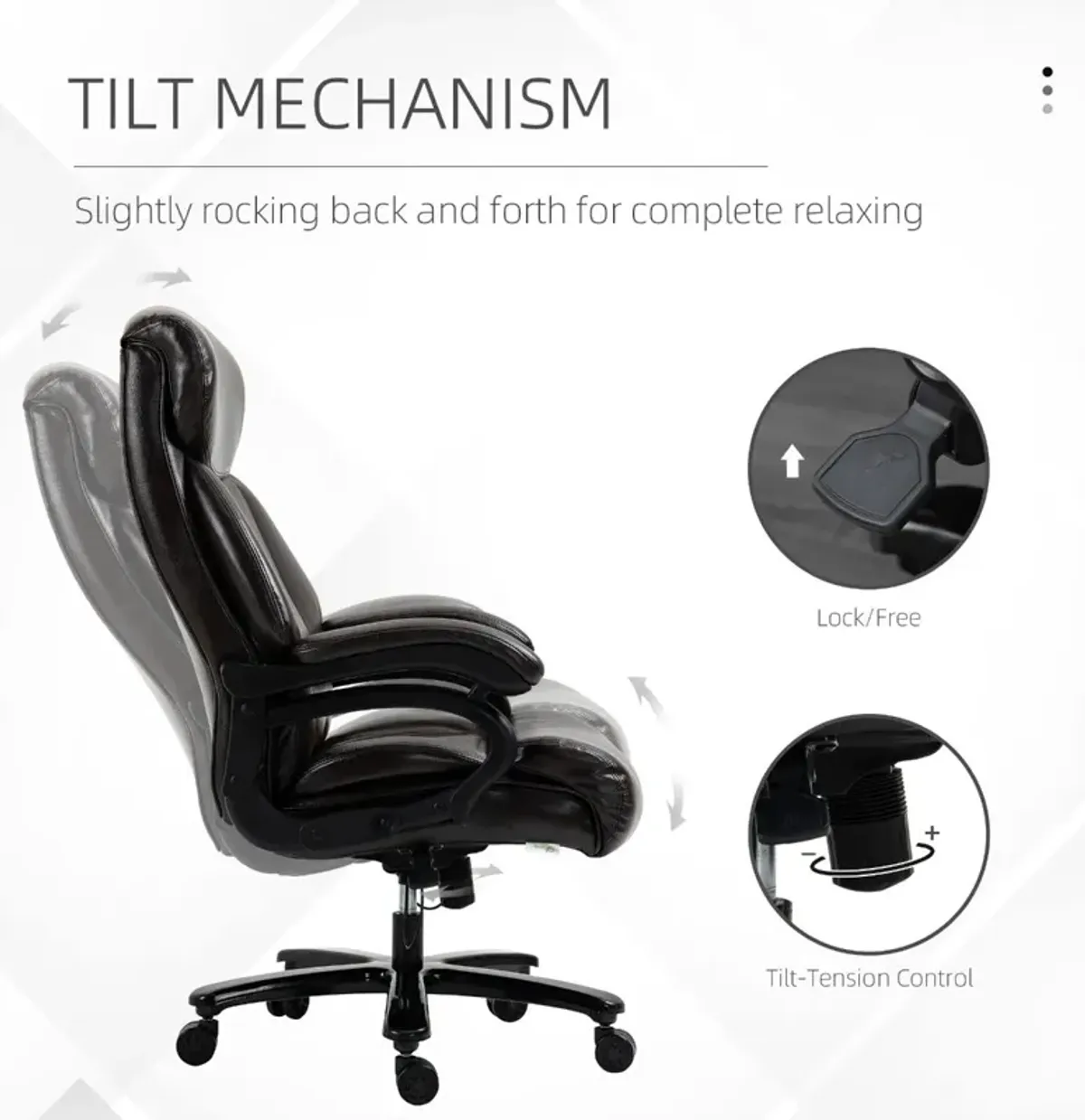 Brown Office Comfort: High Back Executive PU Leather Swivel Chair