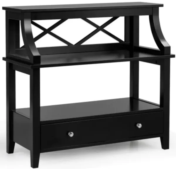 3-Tier Storage Rack End table Side Table with Slide Drawer