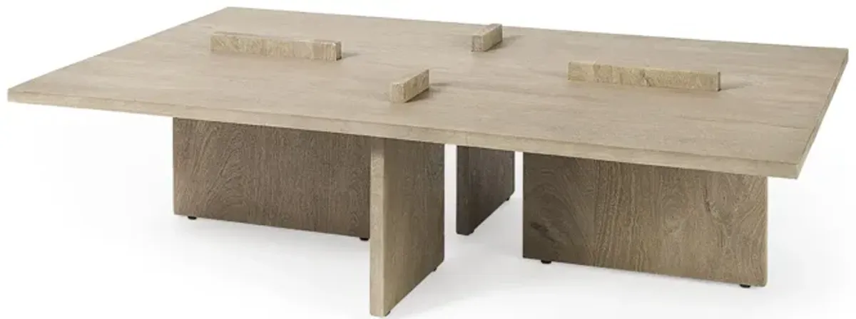 Cool Gray Brown Rectangular Wooden Coffee Table